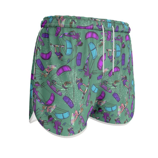 Ladies Sports Shorts Kitesurfer Girl Freestyle Jumping - Green
