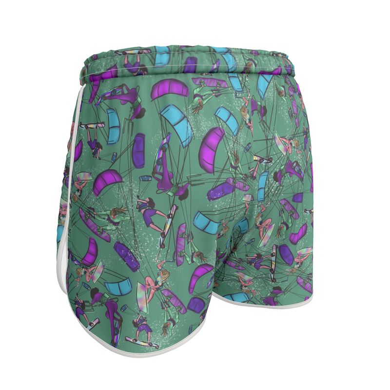 Ladies Sports Shorts Kitesurfer Girl Freestyle Jumping - Green