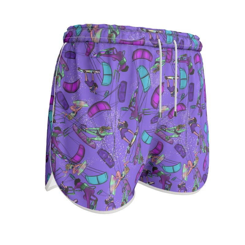 Ladies Sports Shorts Kitesurfer Girl Freestyle Jumping - Purple