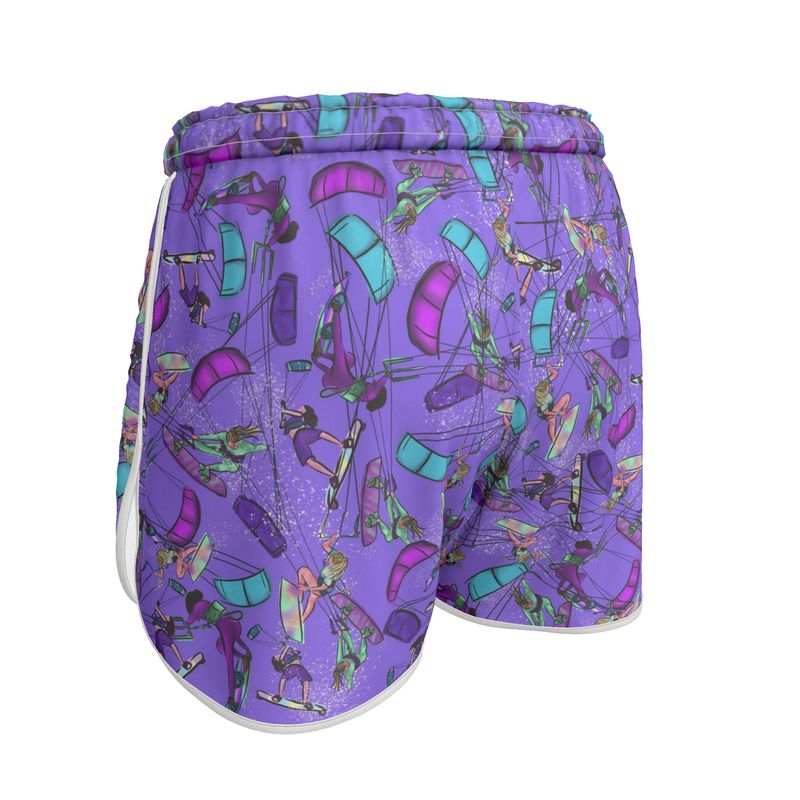 Ladies Sports Shorts Kitesurfer Girl Freestyle Jumping - Purple