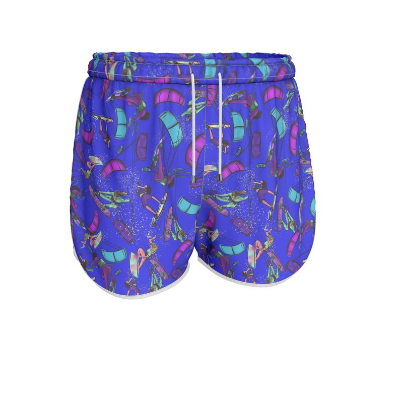 Ladies Sports Shorts Kitesurfer Girl Freestyle Jumping - Blue