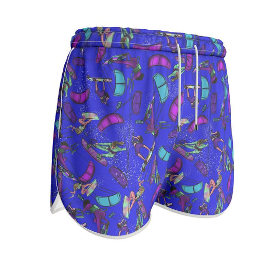 Ladies Sports Shorts Kitesurfer Girl Freestyle Jumping - Blue