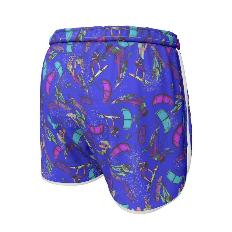 Ladies Sports Shorts Kitesurfer Girl Freestyle Jumping - Blue