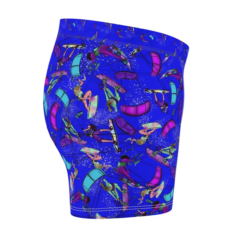 Men's boxer shorts kitesurfer water sports jumping abstract Blue