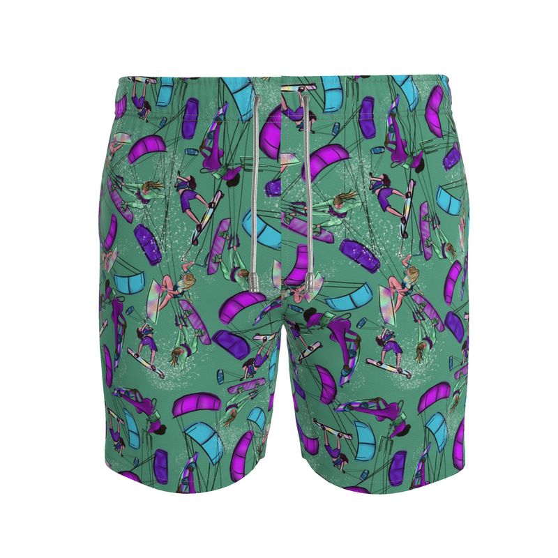Men's Swimming Shorts Kitesurfer Freestyle Jumping - Green