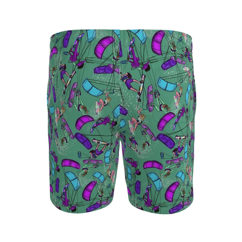 Men's Swimming Shorts Kitesurfer Freestyle Jumping - Green