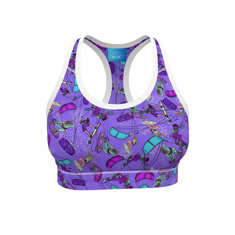 Ladies Sports Bra Kitesurfer Girl Freestyle Jumping - Purple