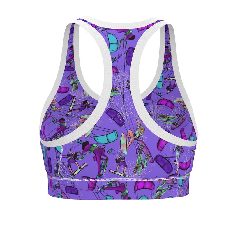 Ladies Sports Bra Kitesurfer Girl Freestyle Jumping - Purple