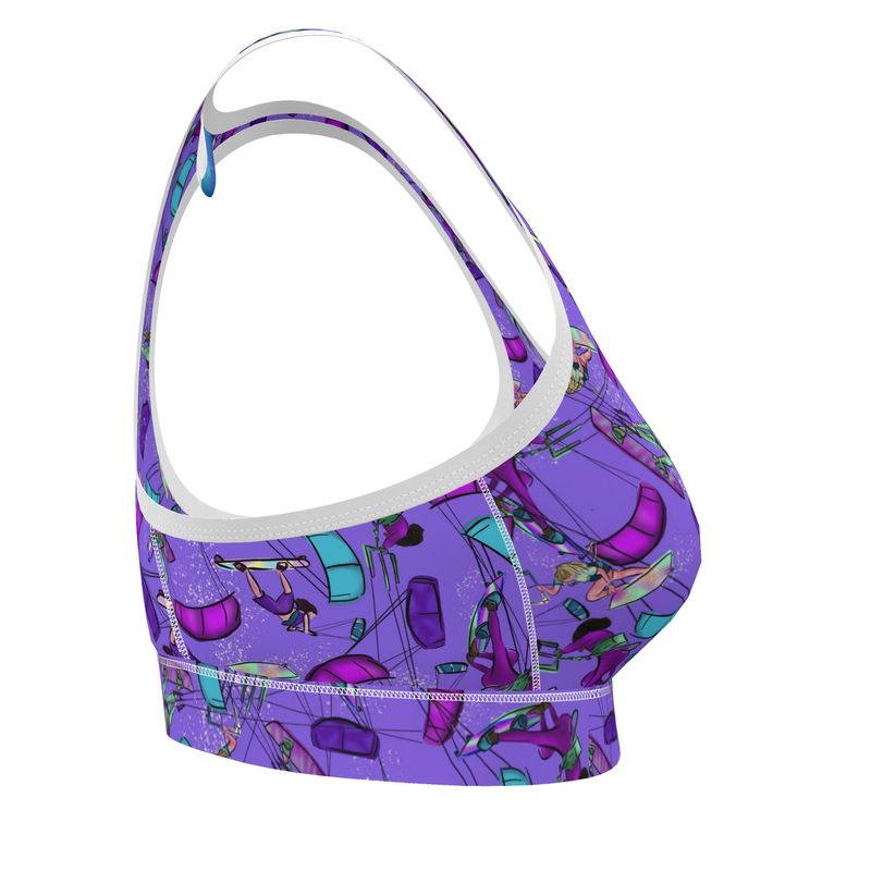 Ladies Sports Bra Kitesurfer Girl Freestyle Jumping - Purple
