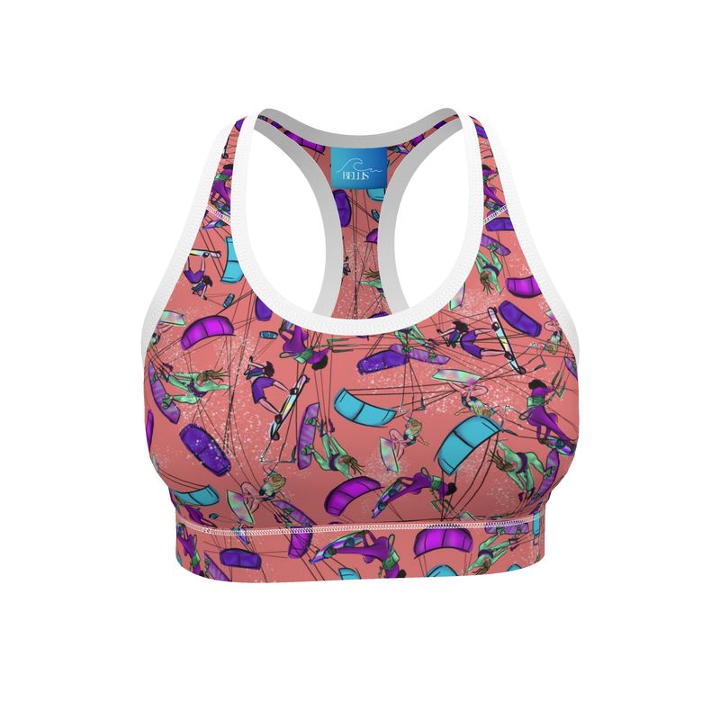 Ladies Sports Bra Kitesurfer Girl Freestyle Jumping - Orange