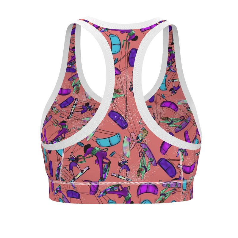 Ladies Sports Bra Kitesurfer Girl Freestyle Jumping - Orange