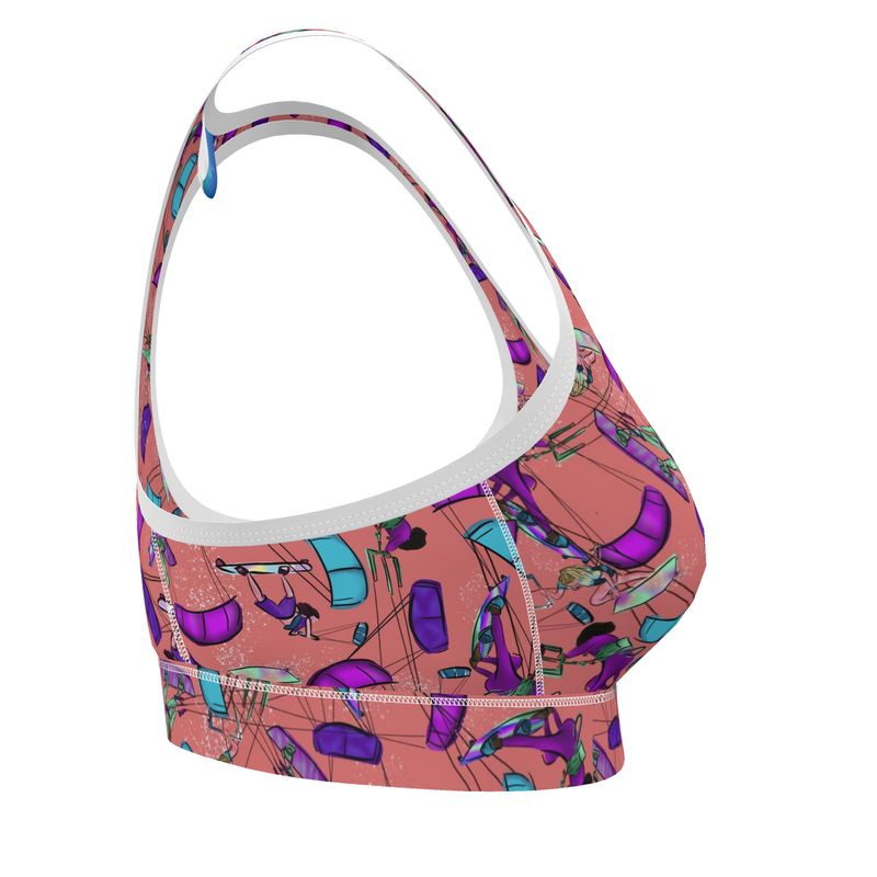 Ladies Sports Bra Kitesurfer Girl Freestyle Jumping - Orange
