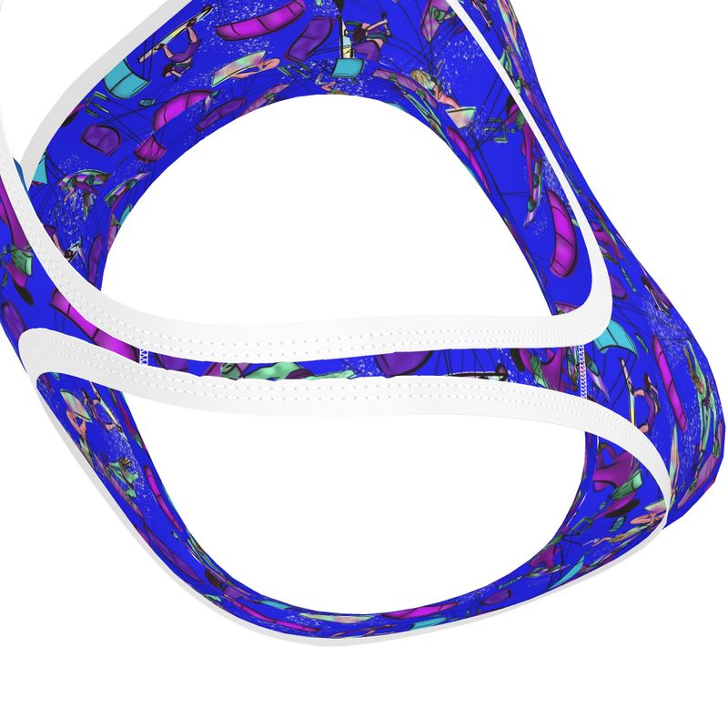 Ladies Sports Bra Kitesurfer Girl Freestyle Jumping - Blue