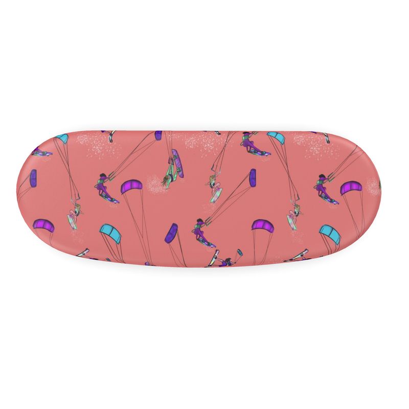 Glasses Case & Cleaning Cloth Kitesurfer Freestyle Jumping - Orange