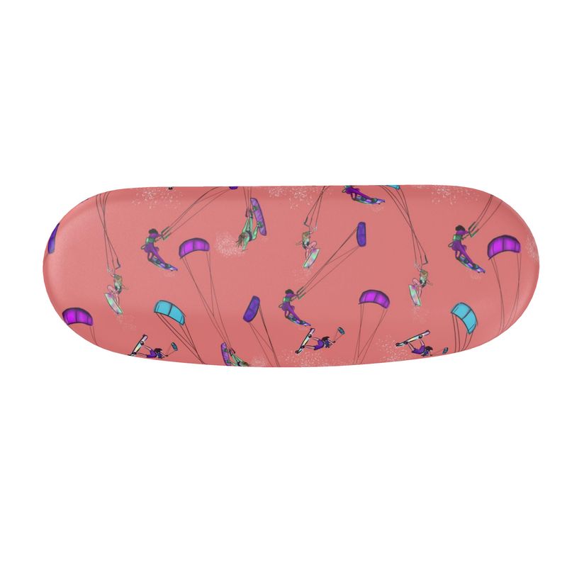 Glasses case kitesurfer water sports jumping abstract Orange