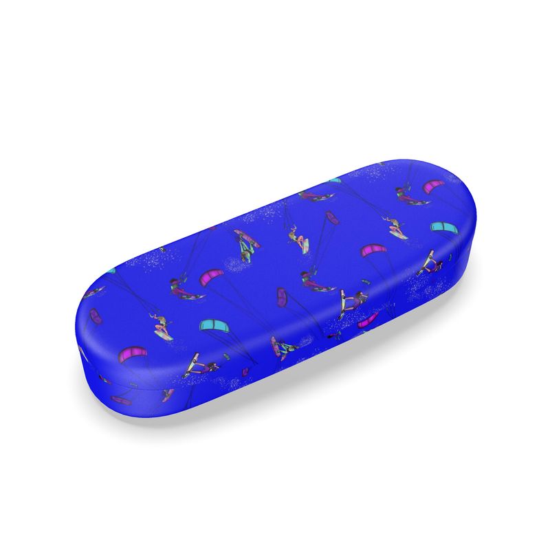 Glasses Case & Cleaning Cloth Kitesurfer Freestyle Jumping - Blue