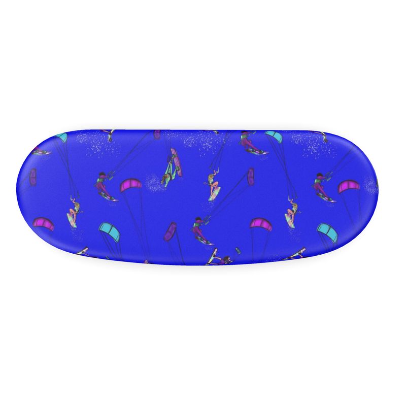 Glasses Case & Cleaning Cloth Kitesurfer Freestyle Jumping - Blue