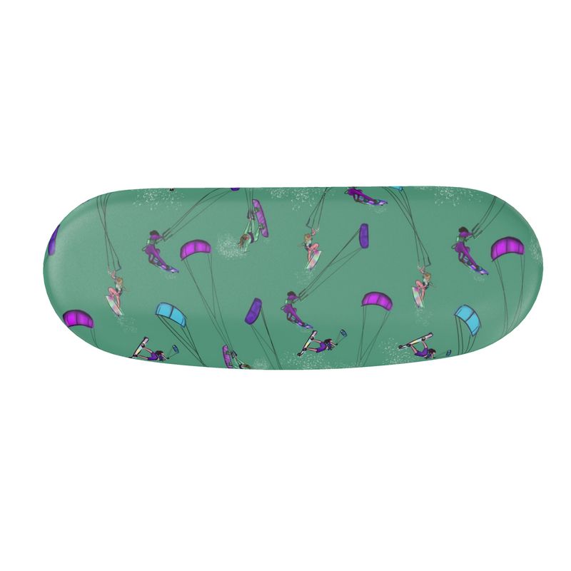 Glasses case kitesurfer water sports jumping abstract Green