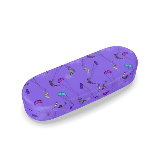 Glasses Case & Cleaning Cloth Kitesurfer Freestyle Jumping - Purple