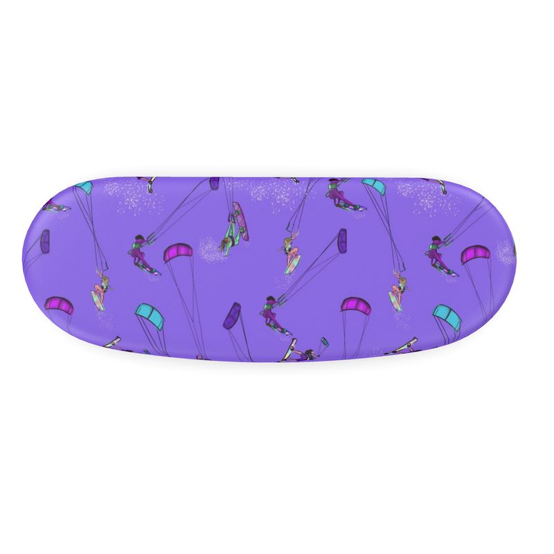 Glasses Case & Cleaning Cloth Kitesurfer Freestyle Jumping - Purple