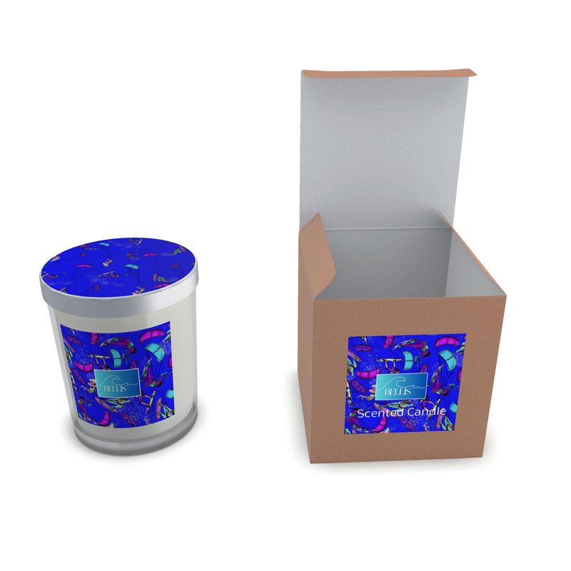 Scented Candle kitesurfer water sports jumping abstract - Blue