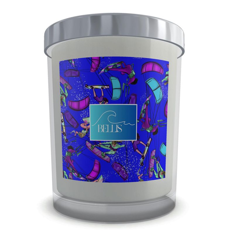 Scented Candle kitesurfer water sports jumping abstract - Blue
