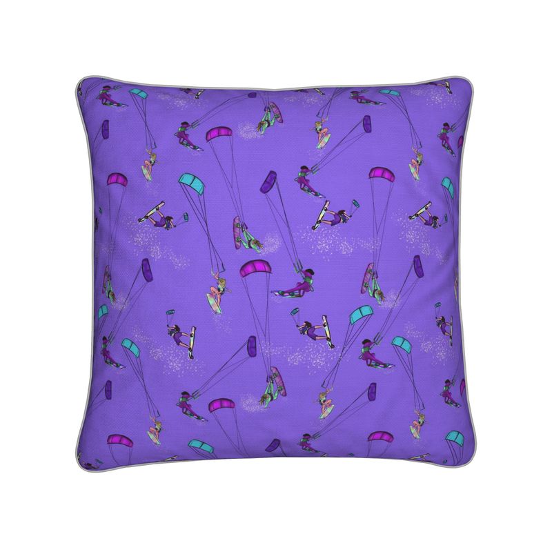 Cushion kitesurfer water sports jumping abstract - Purple