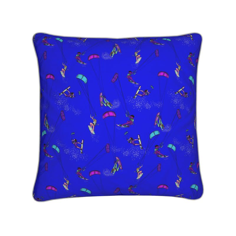 Cushion kitesurfer water sports jumping abstract - Blue