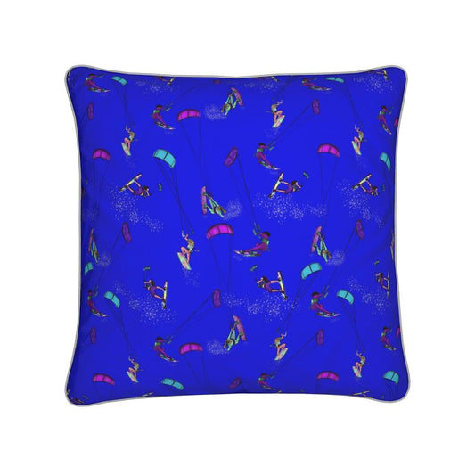 Cushion kitesurfer water sports jumping abstract - Blue