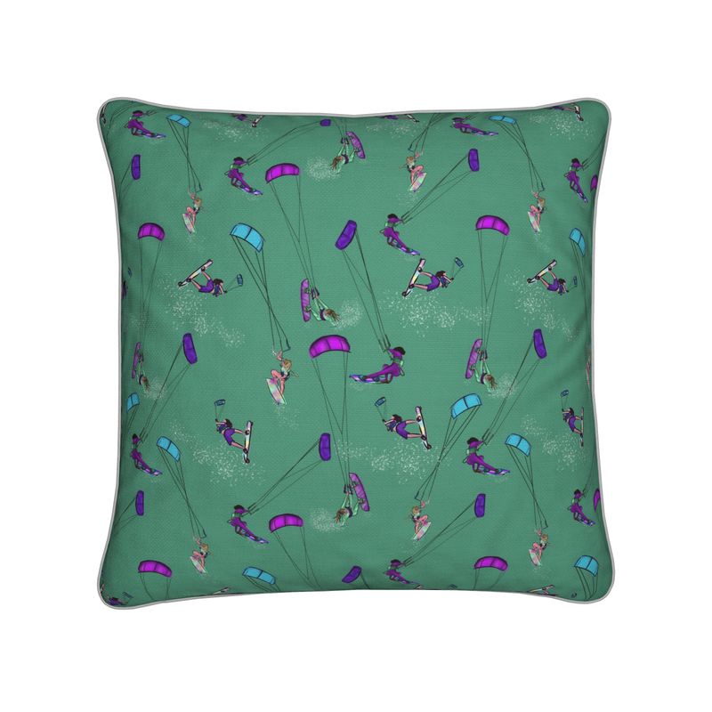 Cushion kitesurfer water sports jumping abstract - Green
