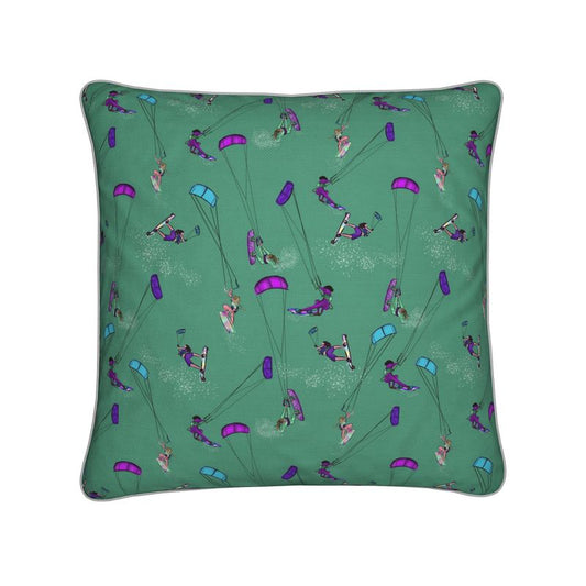 Cushion kitesurfer water sports jumping abstract - Green