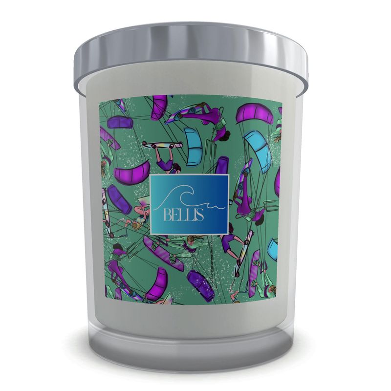 Scented Candle kitesurfer water sports jumping abstract - Green