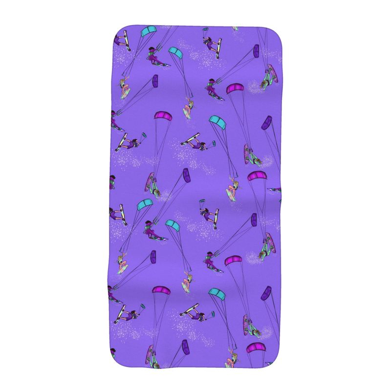 Microfibre  Beach Towel Kitesurfer Girl Freestyle Jumping - Purple