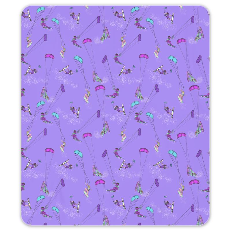 Microfibre  Beach Towel Kitesurfer Girl Freestyle Jumping - Purple