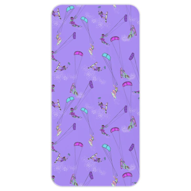 Microfibre  Beach Towel Kitesurfer Girl Freestyle Jumping - Purple