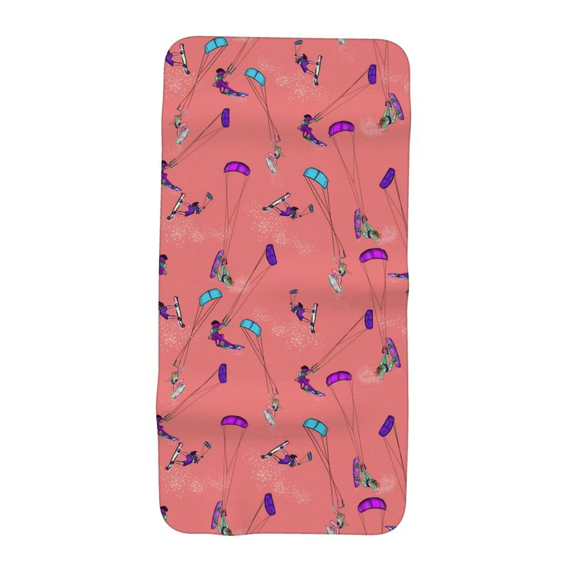 Microfibre  Beach Towel Kitesurfer Girl Freestyle Jumping - Orange
