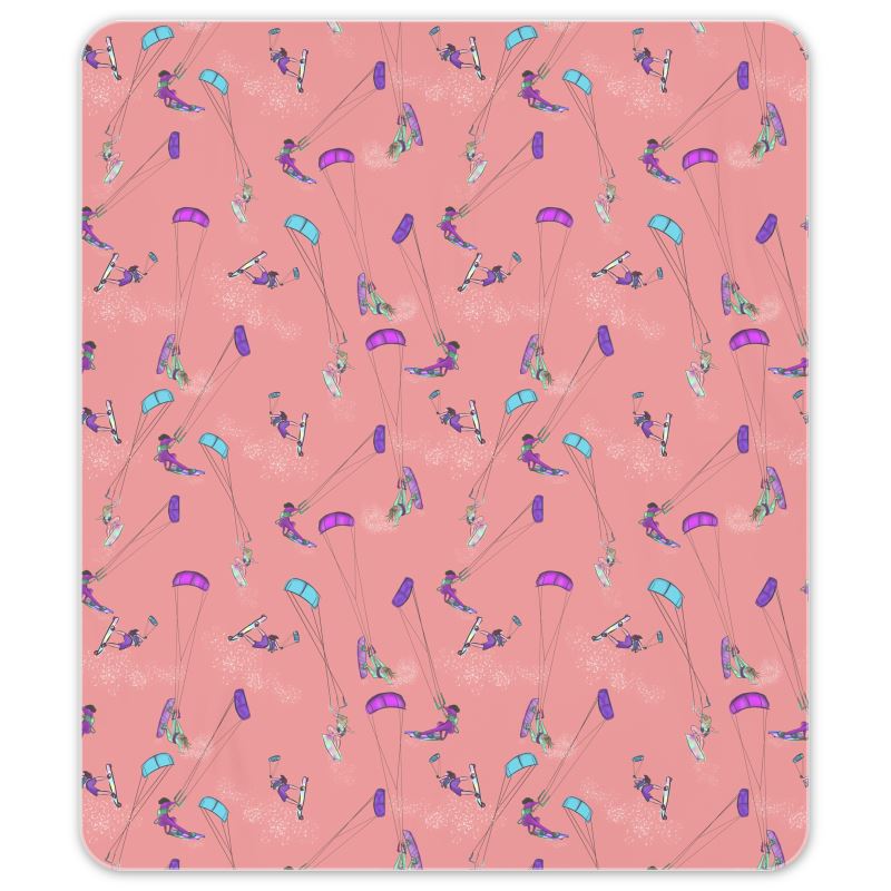 Microfibre  Beach Towel Kitesurfer Girl Freestyle Jumping - Orange