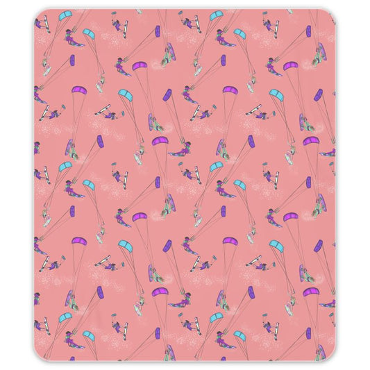 Microfibre  Beach Towel Kitesurfer Girl Freestyle Jumping - Orange