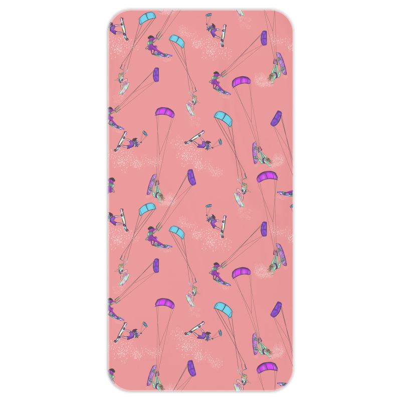 Microfibre  Beach Towel Kitesurfer Girl Freestyle Jumping - Orange