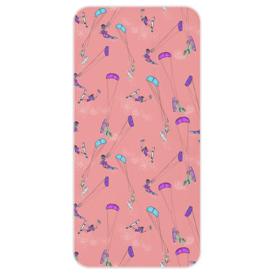 Microfibre  Beach Towel Kitesurfer Girl Freestyle Jumping - Orange