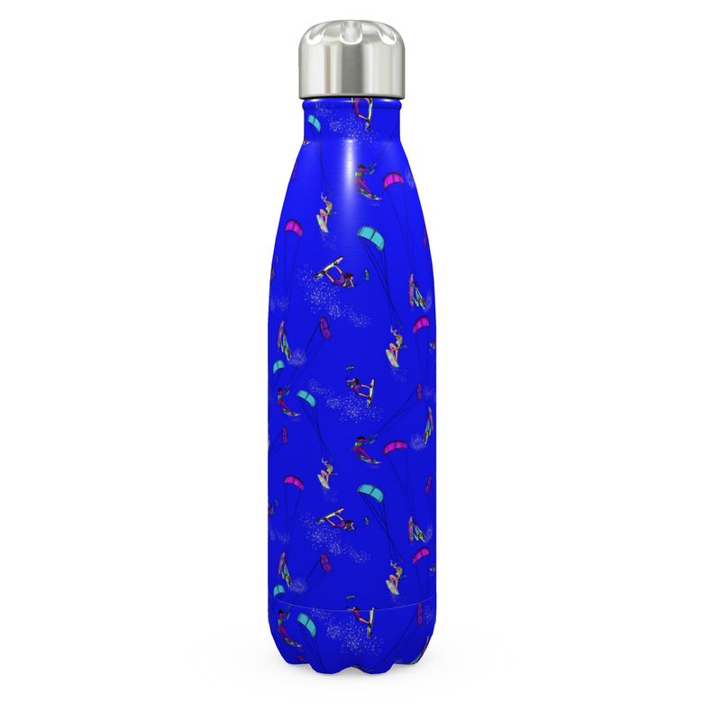 Stainless Steel Thermal Bottle Kitesurfer Freestyle Jumping - Blue