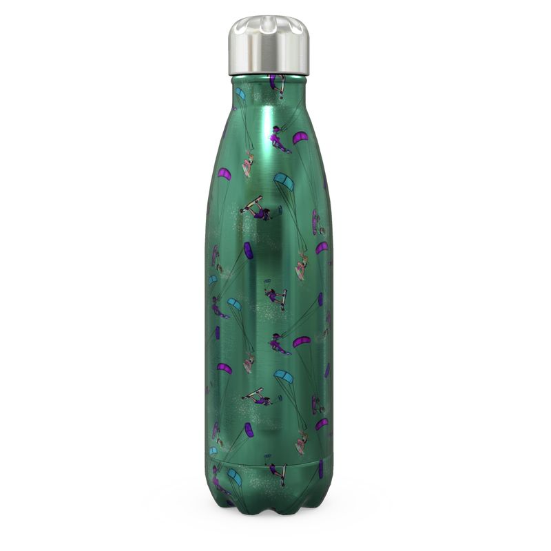 Stainless Steel Thermal Bottle Kitesurfer Freestyle Jumping - Green