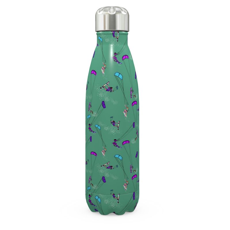 Stainless Steel Thermal Bottle Kitesurfer Freestyle Jumping - Green
