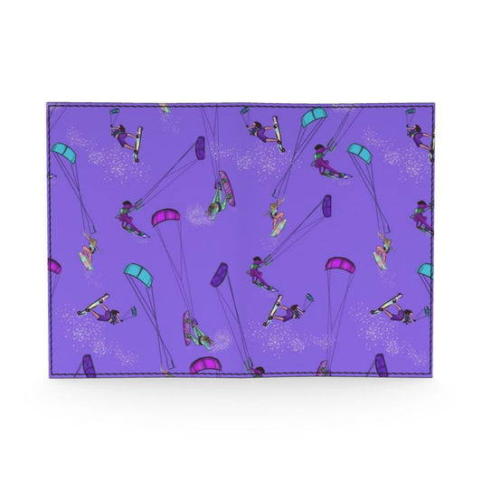 Leather Passport Cover Kitesurfer Girl Freestyle Jumping - Purple