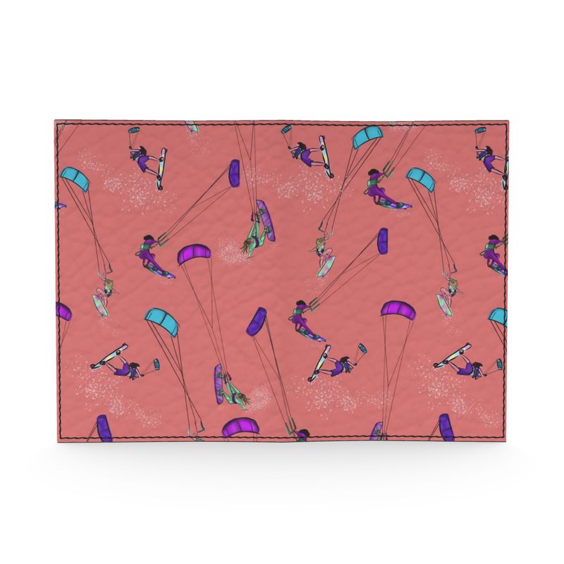 Leather Passport Cover Kitesurfer Girl Freestyle Jumping - Orange