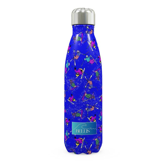 Stainless Steel Thermal Bottle Ski Skier Freestyle Snow Sports - Blue