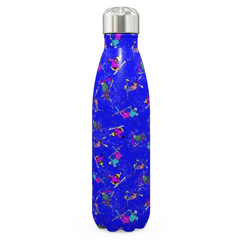 Stainless Steel Thermal Bottle Ski Skier Freestyle Snow Sports - Blue