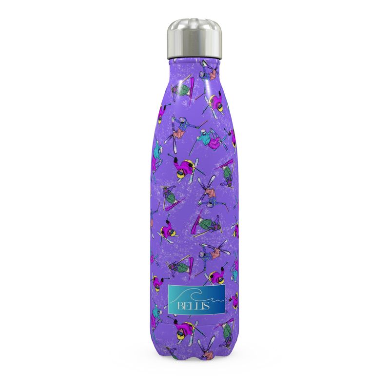 Stainless Steel Thermal Bottle Ski Skier Freestyle Snow Sports -Purple