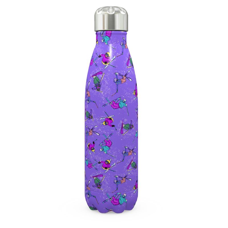 Stainless Steel Thermal Bottle Ski Skier Freestyle Snow Sports -Purple
