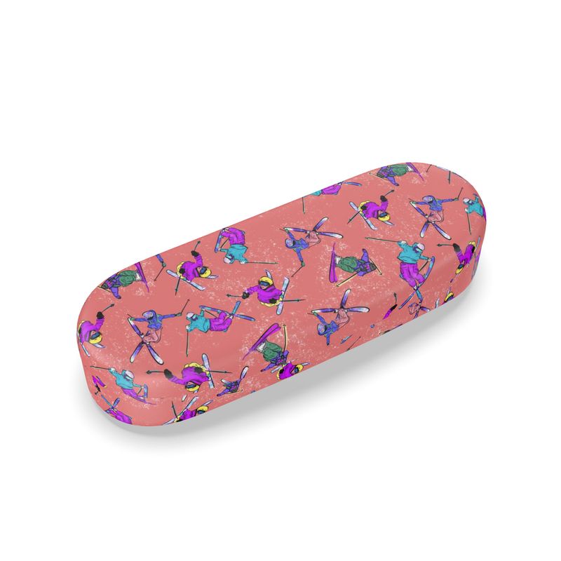 Glasses Case & Cleaning Cloth Ski Skier Freestyle Snow Sports - Orange